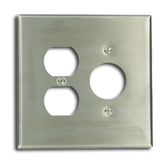 Leviton 84146-40 2-Gang 1-Receptacle 1-Single 1.406 Inch Dia. Oversized Metal Wallplate